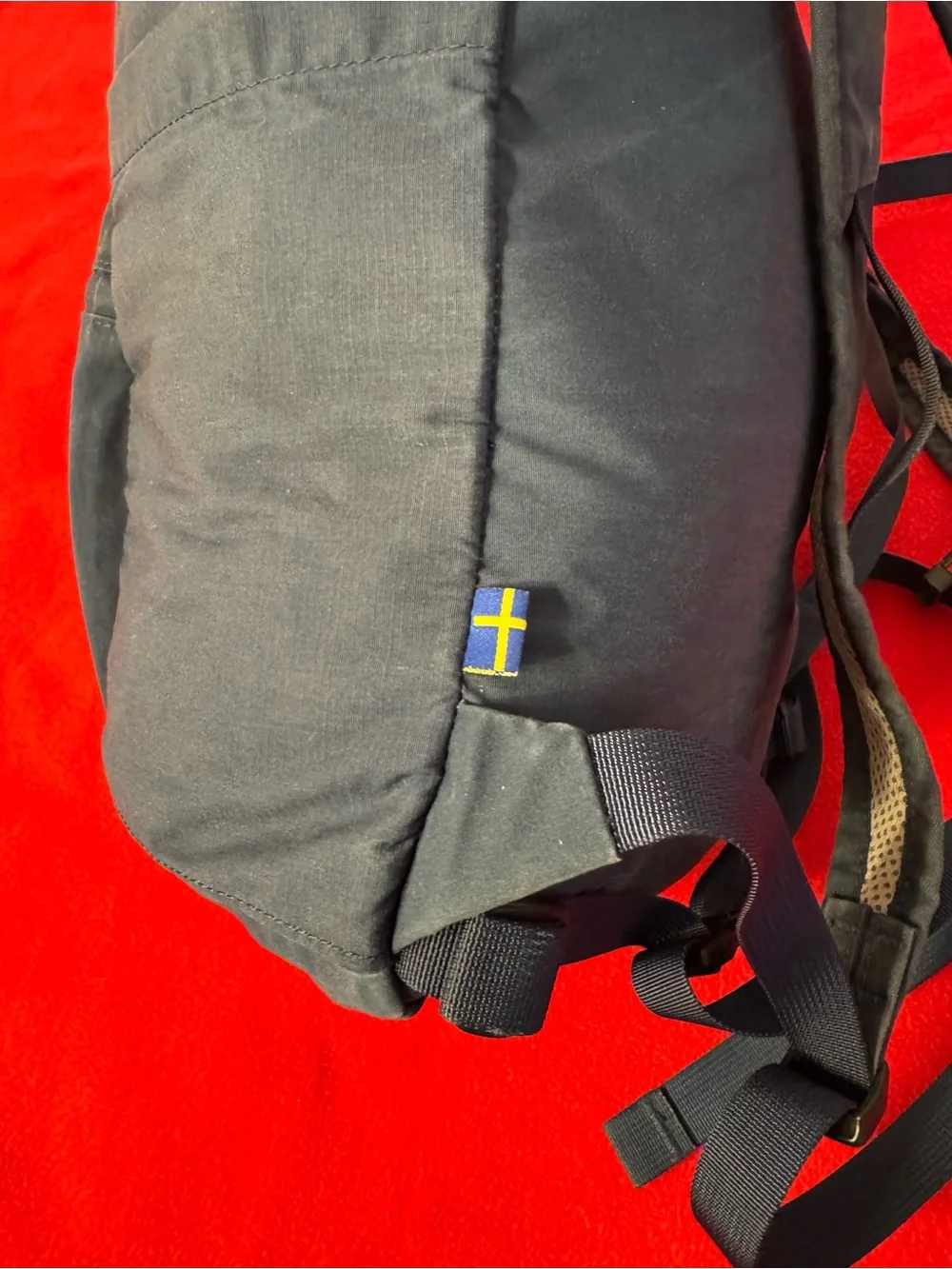 Fjallraven Navy Roll-Top Backpack with Leather Patch